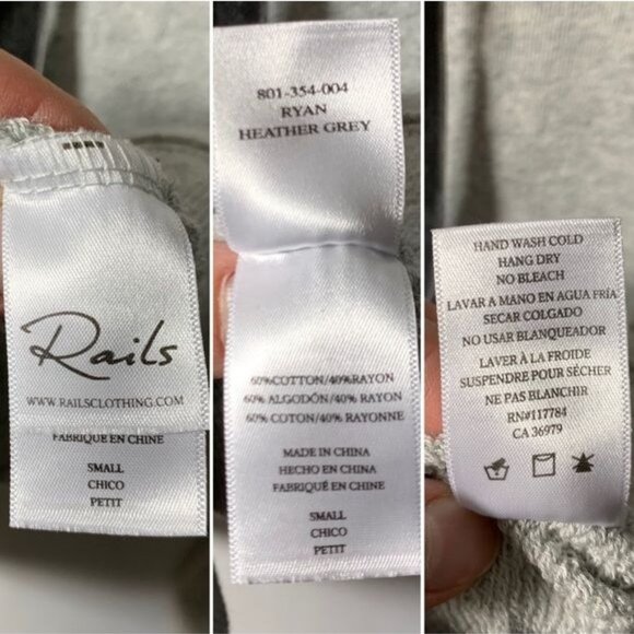 Rails Ryan Sweatshirt Size Small Velvet Lace-up Heather Gray Long Sleeve - Picture 6 of 7